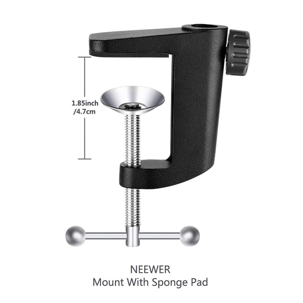 Abaodam 2-Piece Aluminum Alloy Microphone Clamp Holder Base Non-slip Desk Clamp Black