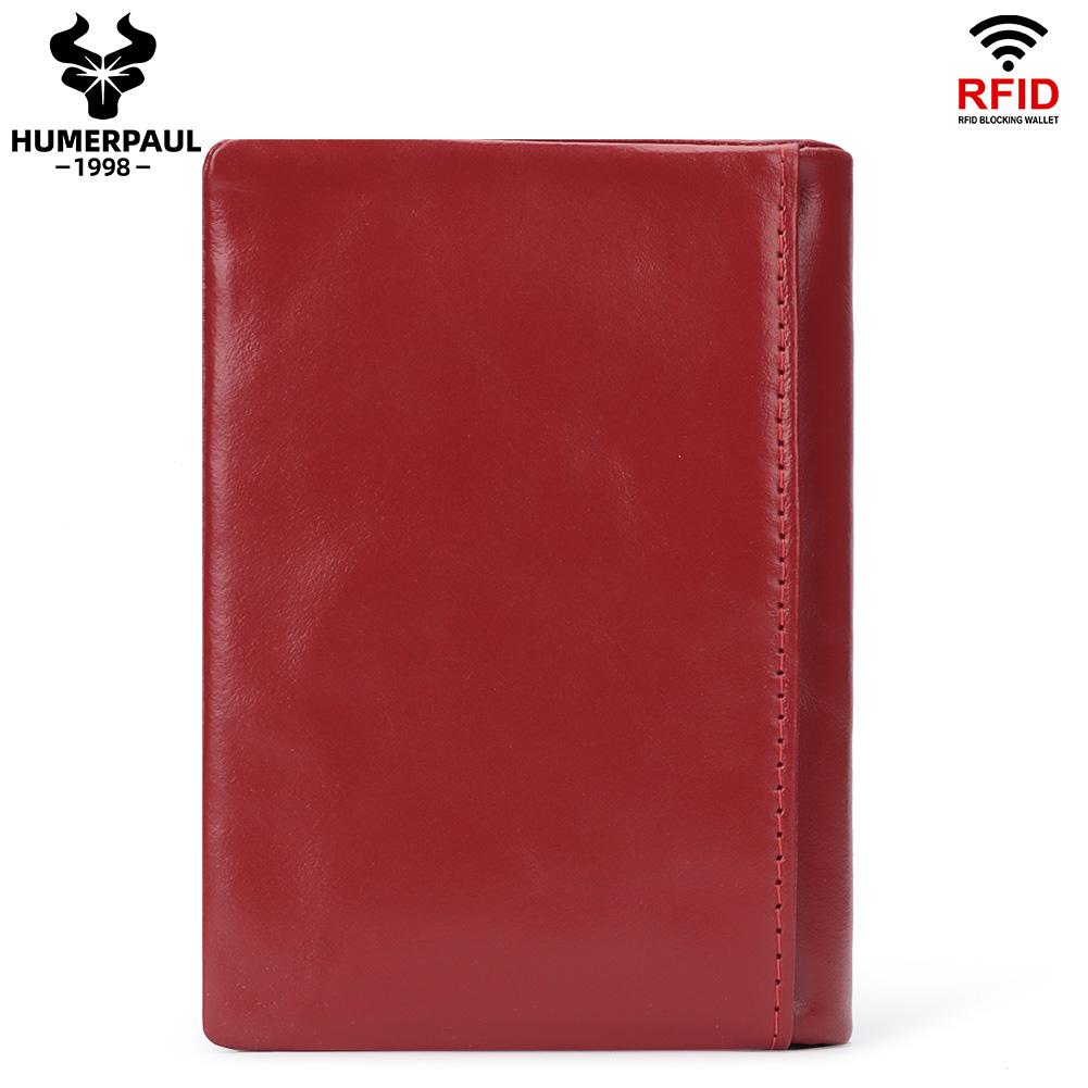 Humerpaul Ladies Wallet First Layer Cowhide Wallet Multi-card Slot Coin Purse with Photo Window Card Holder