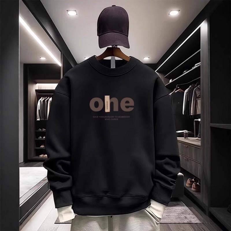 Mens Crewneck Sweatshirt Casual Streetwear Graphic Print Cotton Hoodie-Free Long Sleeve Solid Color