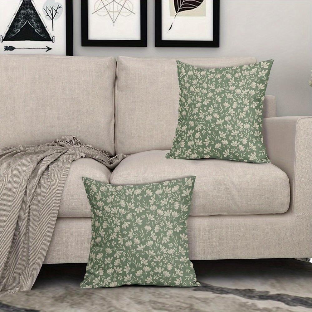 Elegant Green Floral Print Pillow Cover - Soft, Comfortable Home Decor for a Fresh and Inviting Look, Perfect for Any Season