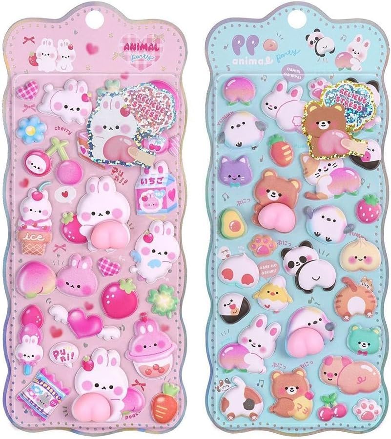3D Butt 3D Reward and Panda DIY Decorative Stickers for Perfect for Decorating Cell and Stress Relief Toy 2-Piece Stickers, Cute, Sticky, Stickers,