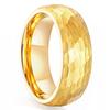 8mm Wide Tungsten Ring - Hand-Hammered Matte Finish with 18K Gold Electroplate