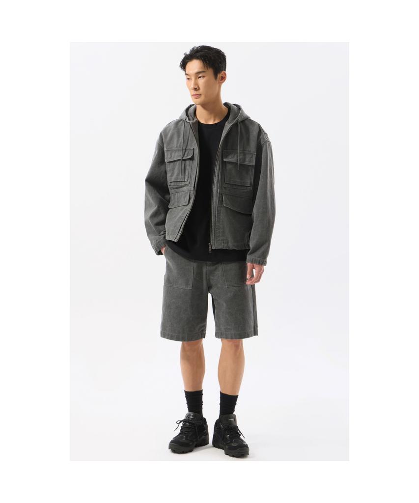 Customellow Gray Cotton Dyed Hood Jacket_Cwuam25383Gyd
