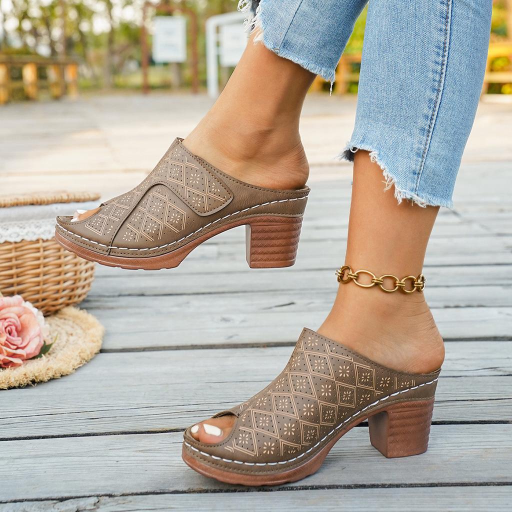 Übergrößen Schuhe für Damen 36-43 Sommer 2026 Damen zum Hineinschlüpfen Plateau Hoher Absatz Rutschfest Peep Toe Sandalen Damen Schuhwerk