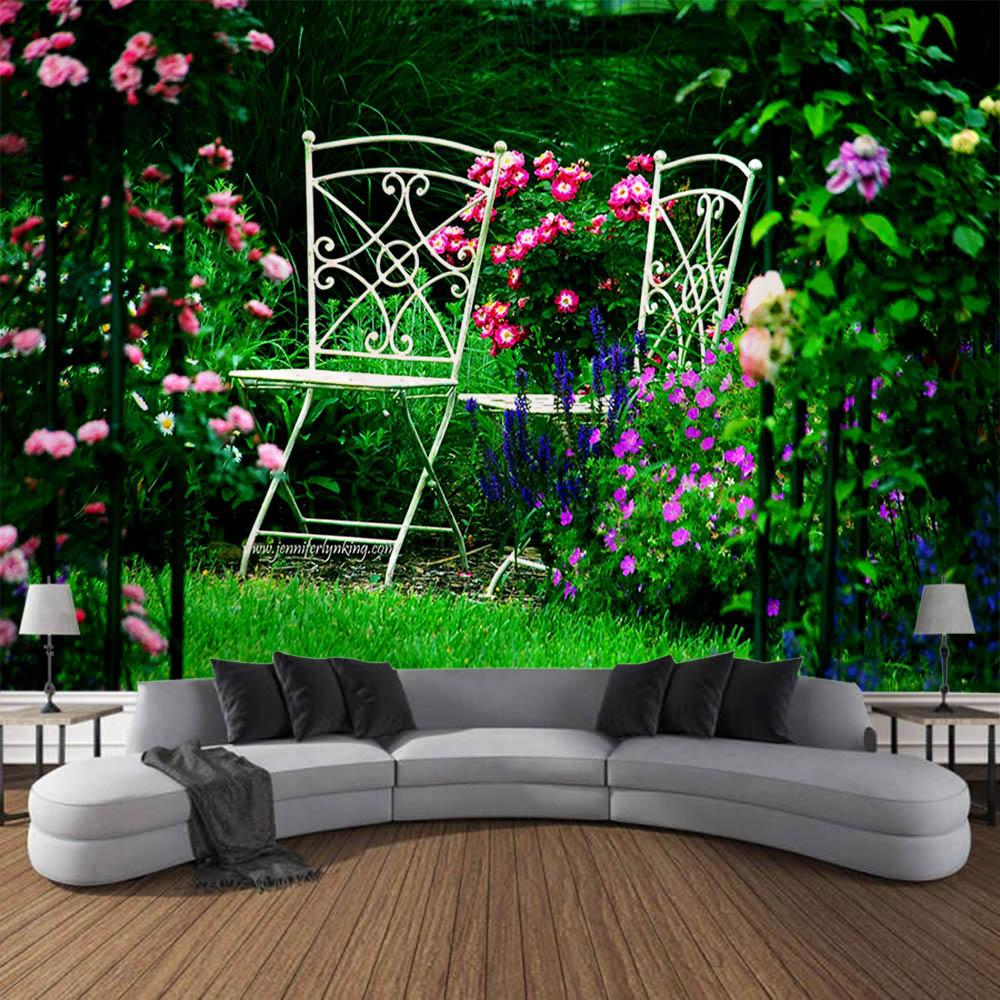 Beautiful garden landscape, tapestry, home art decoration wall mounted fairy tale posters fantasy sea view room background cloth