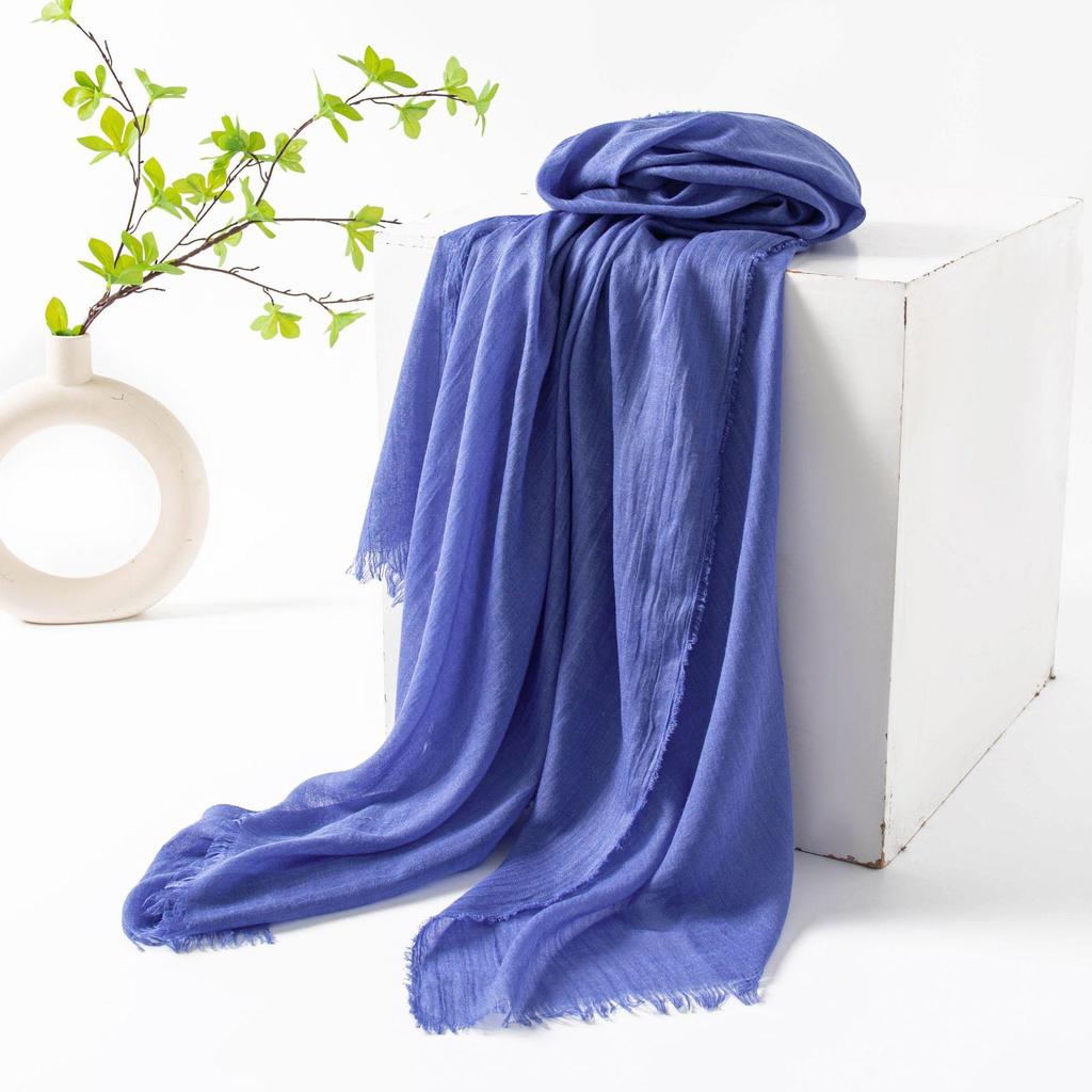 Spring & Summer Lightweight Sunscreen Shawl: Imitation Cotton-Linen, High-End Silk Gauze Scarf, Solid Color for Women