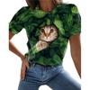 Women's 3d Cats Print Black Kawaii T Shirt Female Cute Animal Y2k Graphic T Shirts Girl Street Oversized Tees Haigh Quality Tops
