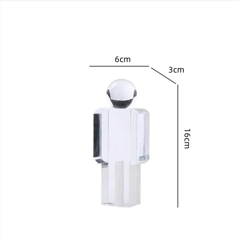 Kristallmann-Statue Transparente Figur Skulptur Glas Handwerkskunst Ornamente Cartoon-Charakterfiguren Heimdekorationszubehör
