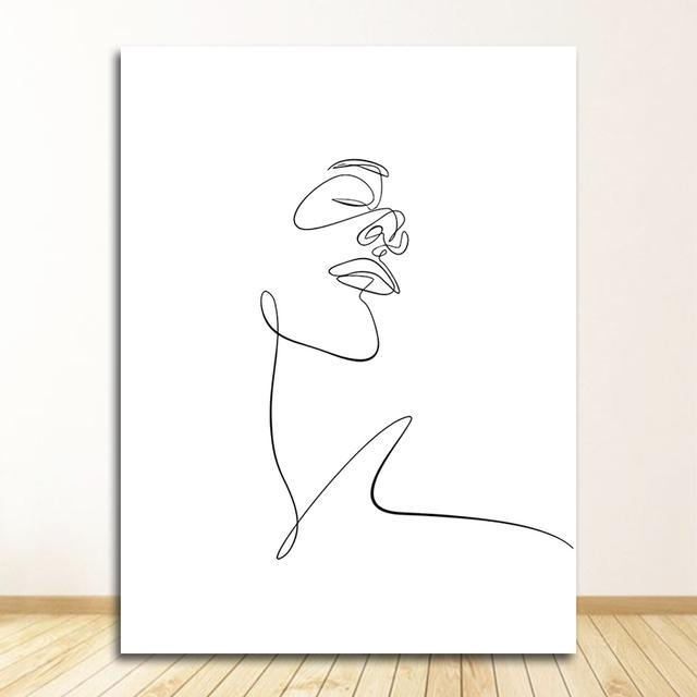 Painting Wall Pictures For Living Room Decor Abstract Kiss Line Body Art Prints Nordic S And Prints Wall Art Canvas