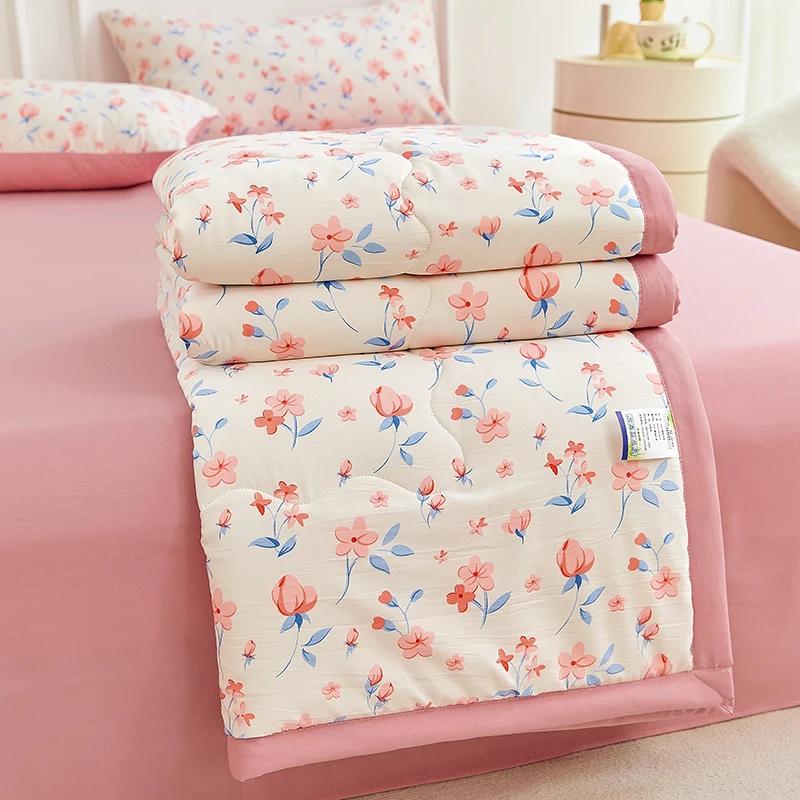 1pc Thin Duvet for Summer Quilt Single/Double/Queen Size Comforter Printed Blanket Home Soft Bedspread edredones (No Pillowcase)