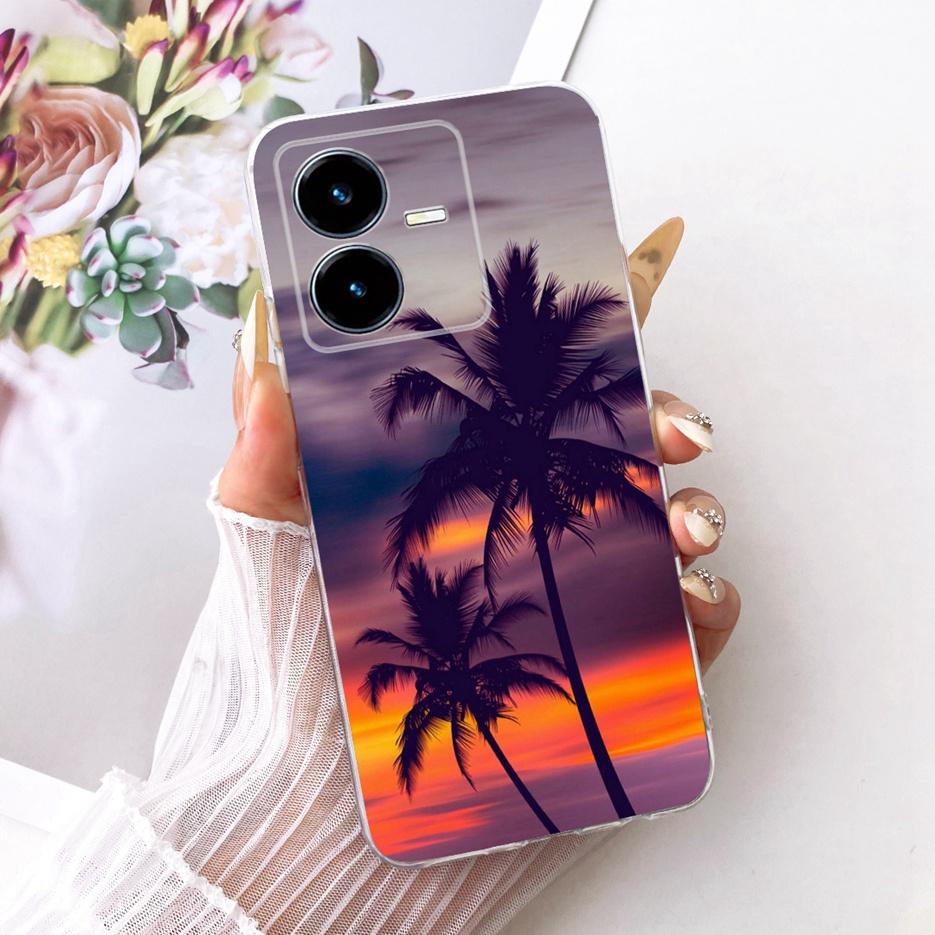 

For Vivo Y22 Case V2207 Stylish Butterfly Tree Painted Cover Clear Silicone Shell For Vivo Y22s V2206 Y 22 VivoY22 s Soft Fundas Vivo Y22s