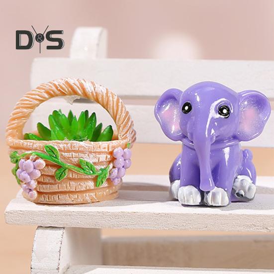 4Pcs Elephant Figurine Exquisite Realistic Resin Micro Landscape Decor Animal Miniature