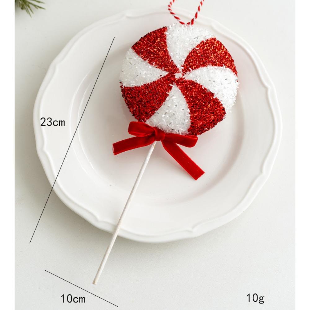 Red White Simulation Candy Cane Decoration Foam Flocking Xmas Flocking Velvet Pendant