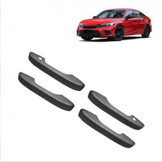 For Honda Civic 2022 11th Carbon Fiber 4X Exterior Door Handle Cover Trim