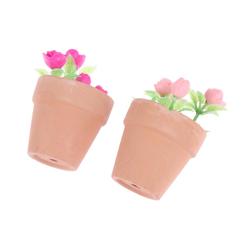 1 bucată plantă în ghiveci cu trandafiri în miniatură pentru casă de păpuși