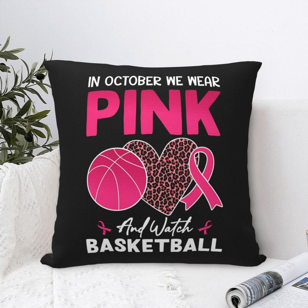 In October We Wear Pink And Watch Football Throw Pillow Cover Cushions for Sofa Breast Cancer Awareness Vintage Cushion Covers