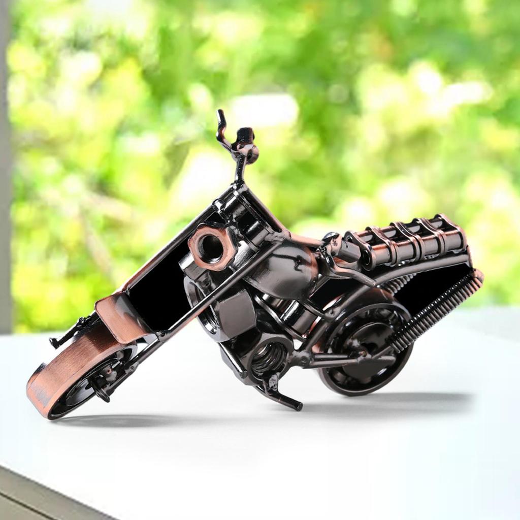 Metal Motorcycle Model Motorcycle Sculpture Vintage Style Figure Decoration Crafts Ornament for Home Desk Office Kids