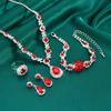 Rhinestone Jewelry Set Women Droplet Necklace Dangle Earrings Bridal Weddings Banquet Accessories