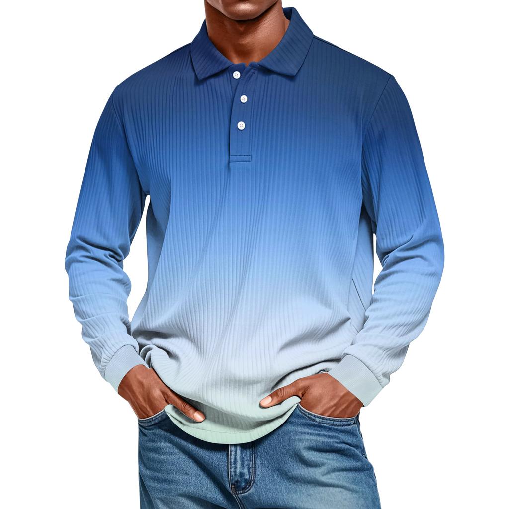 Men's Casual Style Solid Color Loose  Shirt Long-sleeved Top