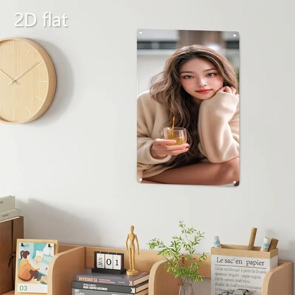 Vintage Korean Beauty Metal Wall Art - Woman & Cosmetic Poster Tin Sign, Retro Decor