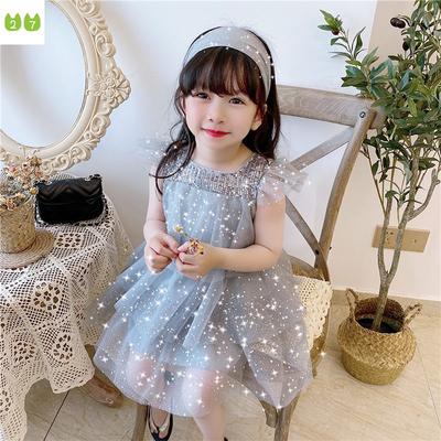 Girls' New Lace Mesh Princess Dress High Quality Baby Dress