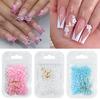 3D White Acrylic Flower Nail Art Decorations Mix Gold/Peal Beads 5G/Bag Resin Blossom Flower Nail Charms  4/6Mm Nail Accessories