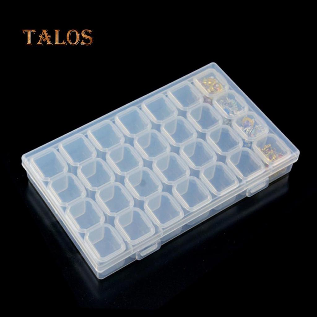 Clear Slots 28 Nail Plastic Art Tools Jewelry Display Storage Box Case Organizer Removable