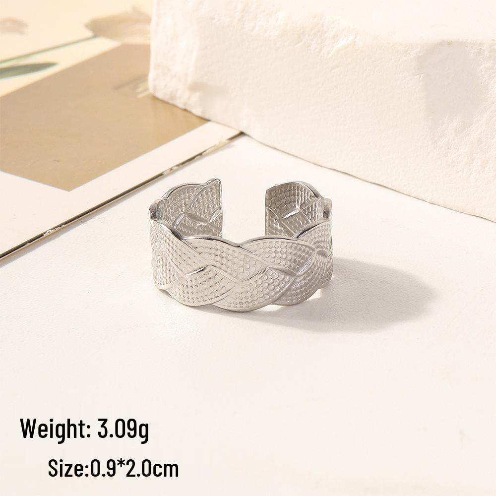 European Chic Irregular Open Ring Set with Creative Convex-Concave Texture for Women