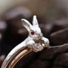 Adorable Rabbit Shaped Ring With Sparkling Cubic Zirconia Stones For Women Girls Cute Stackable Jewelry Gift Idea