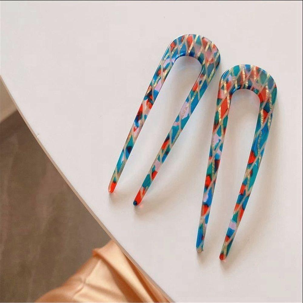 Tools Korean Style Headwear Checkerboard Hair Stick U-shaped Hairpin Female Hair Accessories