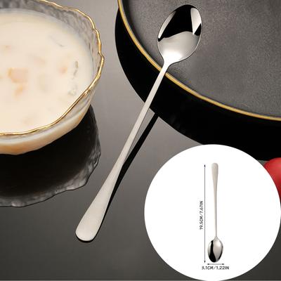 Long Handle Iced Tea Spoon, Coffee Spoon, Ice  Spoon, Stainless Steel Cocktail Stirring Spoons, Set Of 8