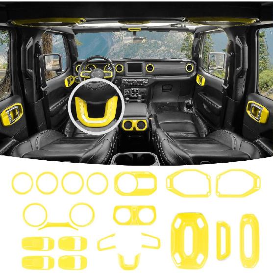 

21PCS Full Set Interior Trim Kit for 2018-2023 Jeep Wrangler JL JLU,Side Outlet Door Handle Bowl Roof Reading Light Cover Trim (Orange)
