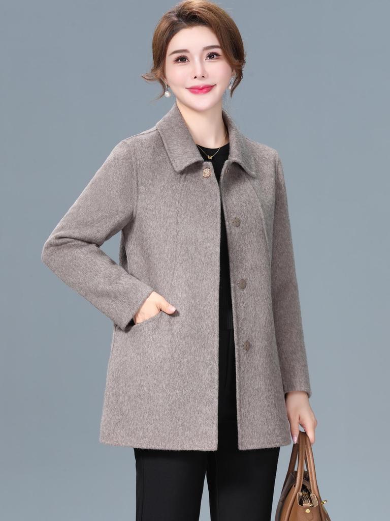 Double-Sided Cashmere Coat for Women - High-End Pure Wool Autumn & Winter Outerwear, Short Mid-Aged Women's Jacket