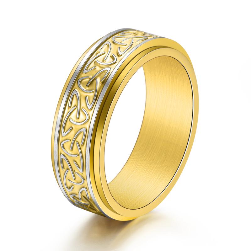 Viking Celtic Knot Stainless Steel Rotatable Ring for Men and Women