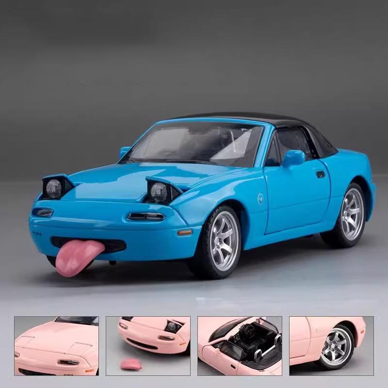 Miniature 1/32 Mazda MX5 Alloy Diecast Metal MX-5 Toy Car Model Vehicle Sound & Light Collection Hobbies Gifts for Children Boys Kids