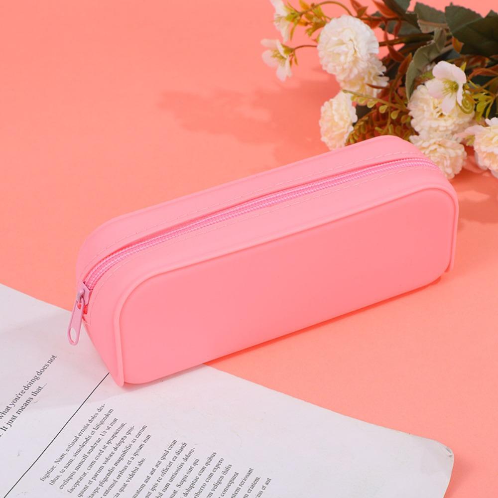 Large Capacity Pen Bag Silicone Stationery Bag Creative Pencil Case  Student