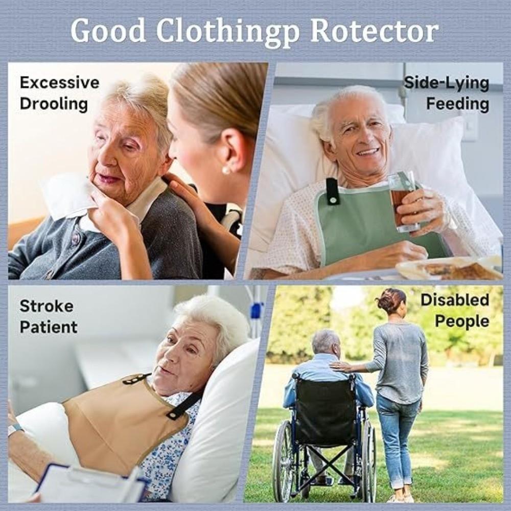 Spill-Proof Adult Feeding Bib Reusable Dining Clothing Protector Apron Adult Bib  Elderly Care