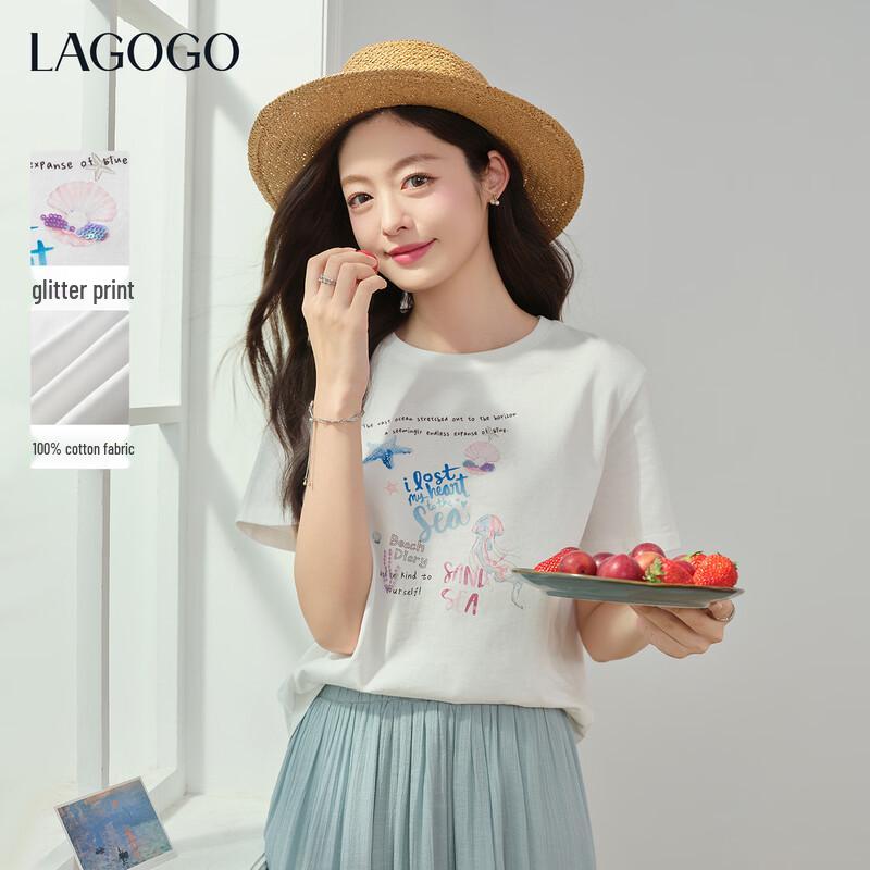 LAGOGO Women s Summer Beach Cotton T-Shirt L