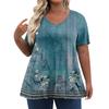 Womens Plus Size Tops Shorts Sleeve Shirts V Neck Casual Clothing Clothes Printed Tops