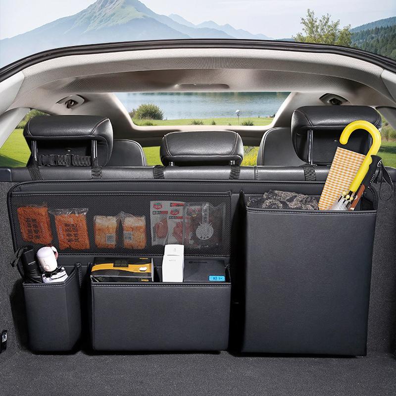 Universal Car Trunk Hanging Storage Bag Back Seat Large Capacity Artificial Leather Multi-pocket Car Trunk Storage Bag Organizer