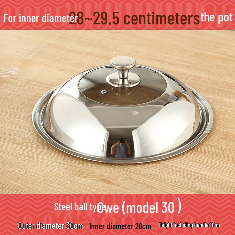 Household Stainless Steel Wok Lid with Plastic Window