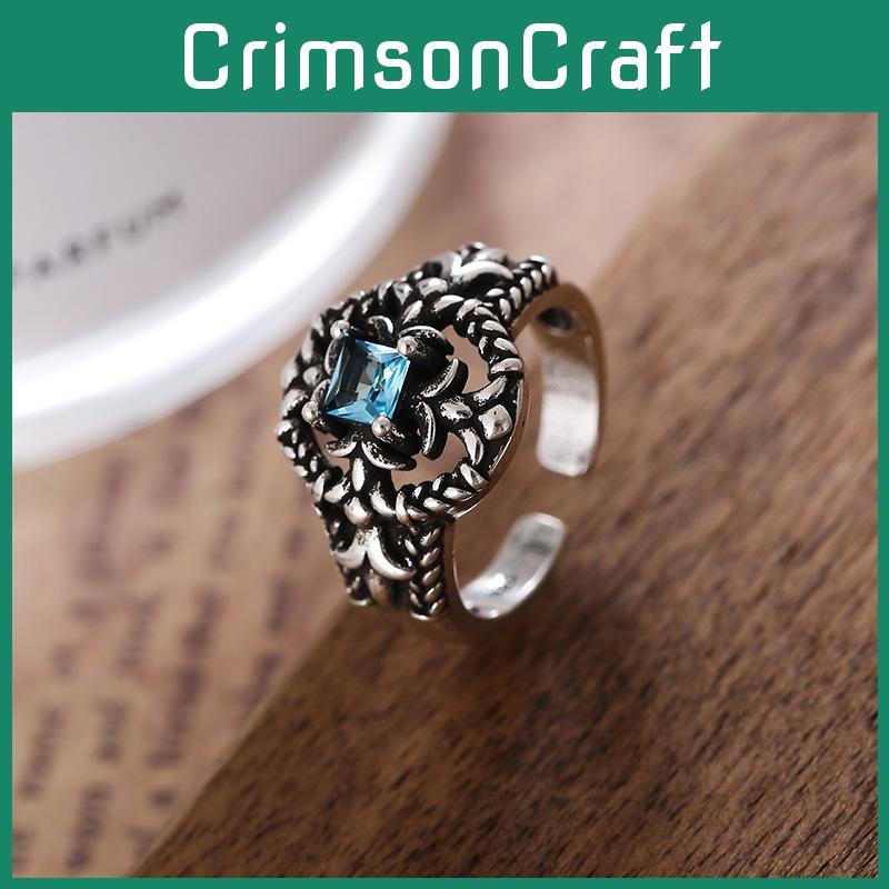 Elegant Geometric Style Open Ring For Women Vintage Punk Hollow Zircon Jewelry Piece