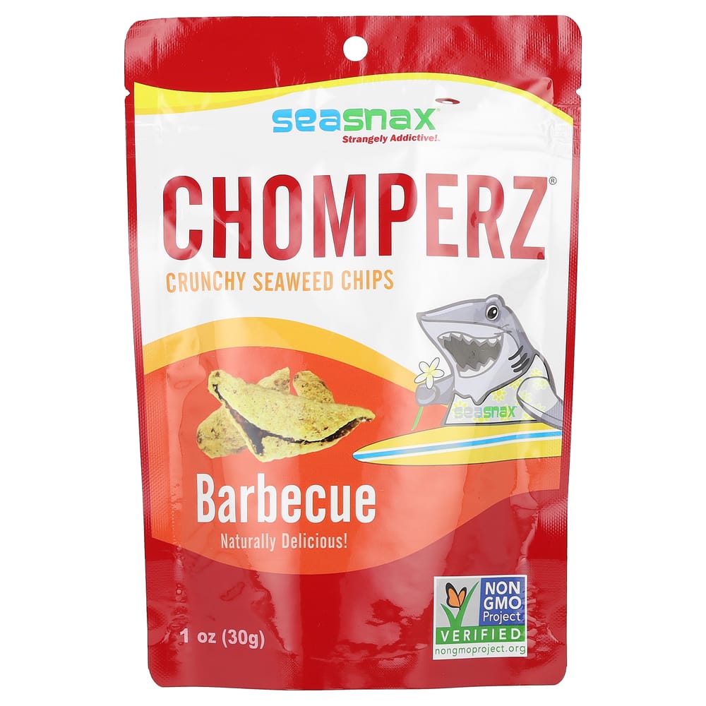 SeaSnax Chomperz Crispy Seaweed Chips BBQ, 1 oz (30g)