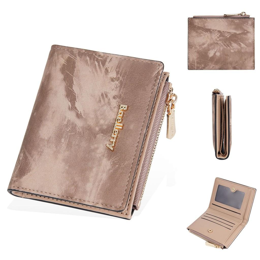 Fashion Short Wallet With Ink Wash Style And Antitheft Protection For Women
