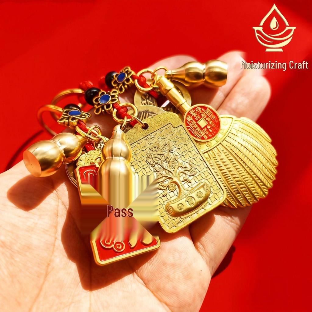 Popular Alloy Lucky Keychain Pendants: Zhuazhou Abacus & Temple Crafts