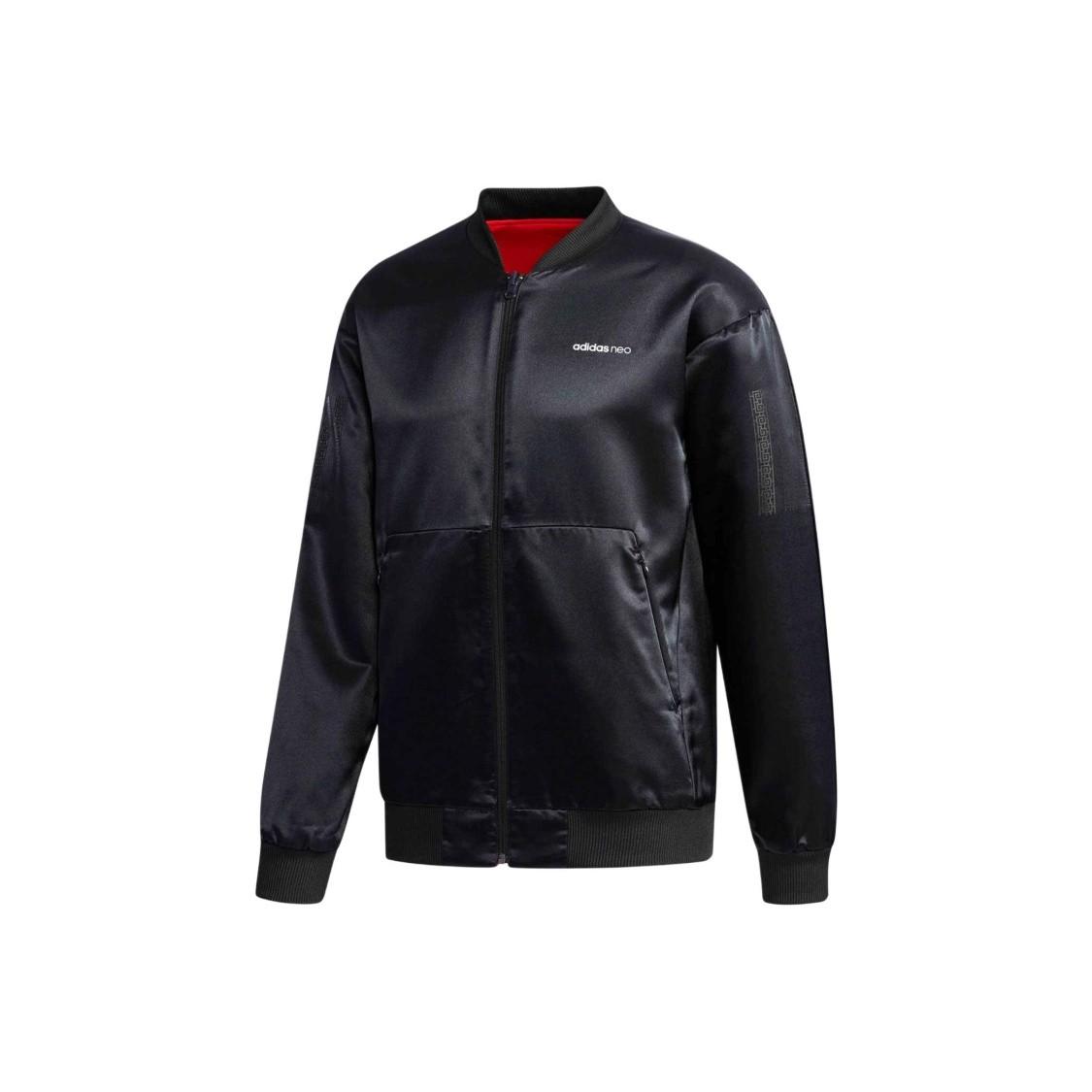 adidas neo reversible plain long-sleeve hidden zipper jacket for men, black M