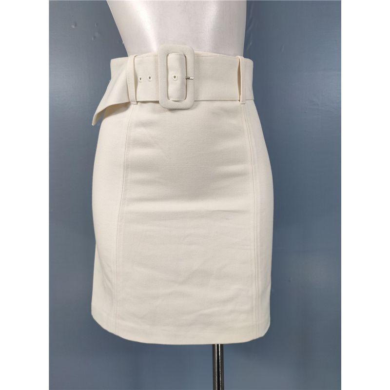 

Export H Home High Waist Slimming All-Matching Work Clothing Sheath Elegant Female Suit Niche Style Work Ol Skirt with Belt White XL(EUR42)