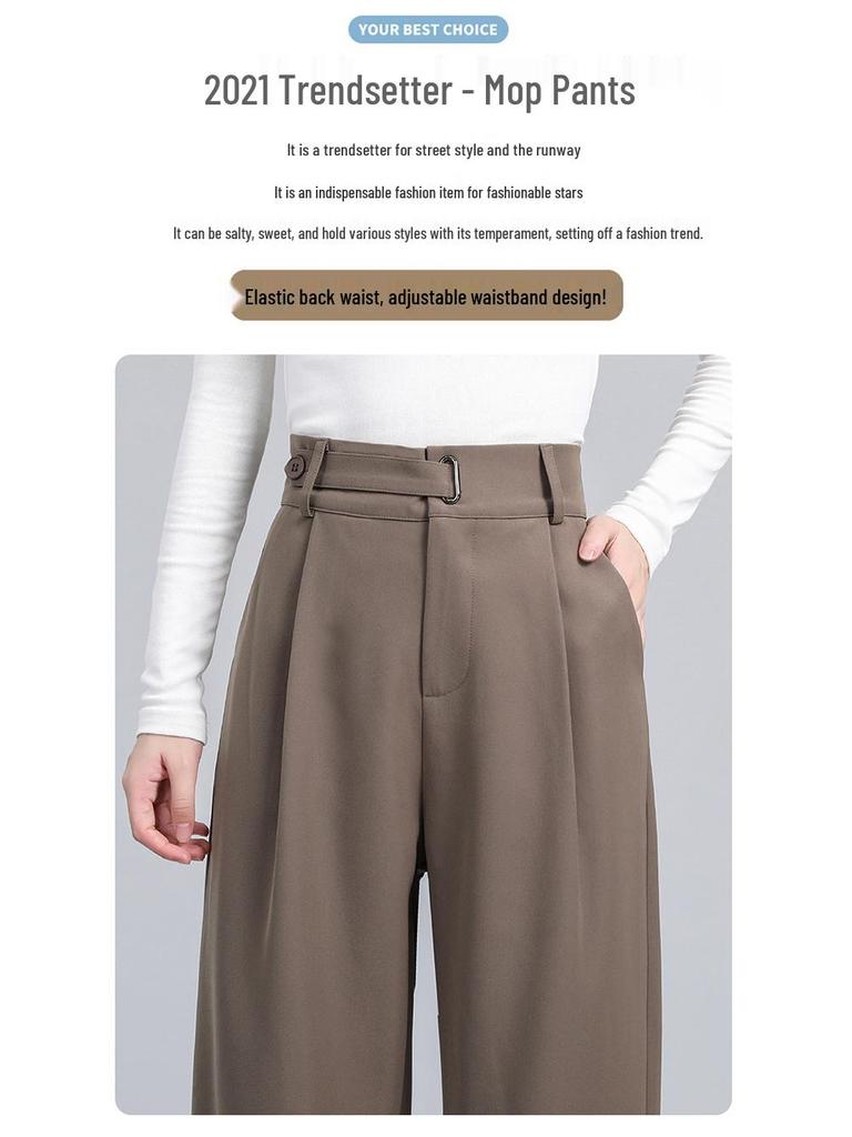 Women's Spring 2025 Straight Leg High Waist Casual Wide Leg Pants