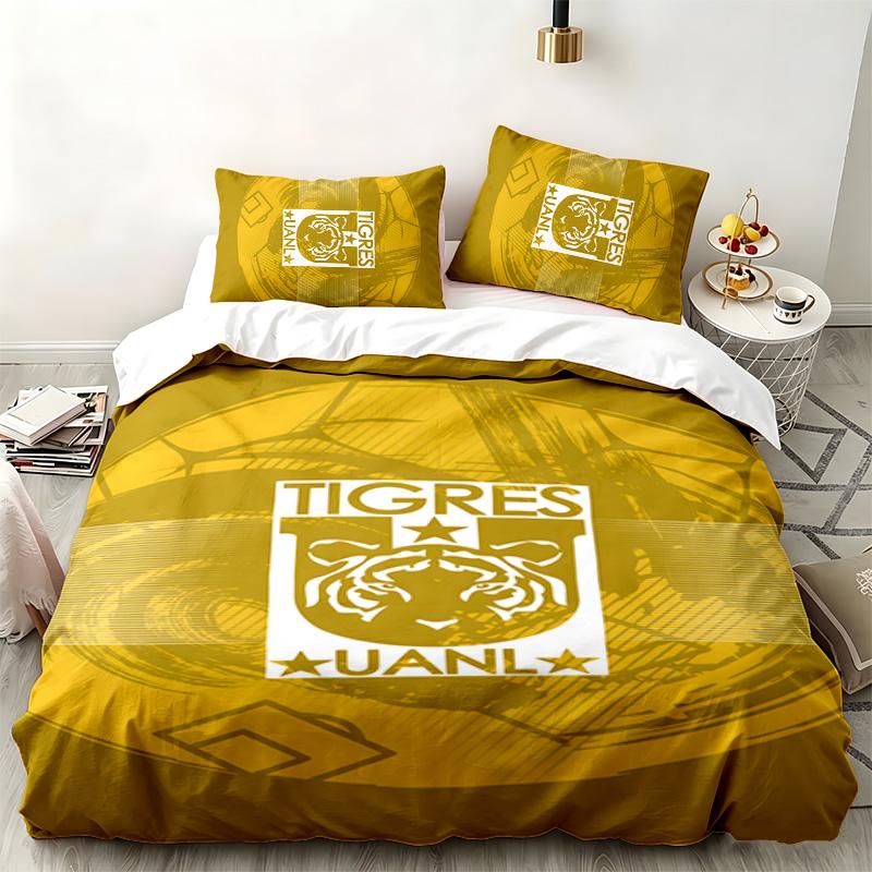 Club Tigres UANL 3pc Set Perfect for Bedroom Use Comfortable Bedding Set Includes a Duvet Cover and Two Pillowcases Ideal Birthday or Christmas Gift