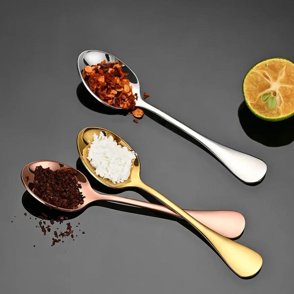 Small Gold Korean Spoon Mini Stainless Steel Soup Spoon Multi-purpose Tableware for Dessert Seasoning Coffee Cake Children Gift4